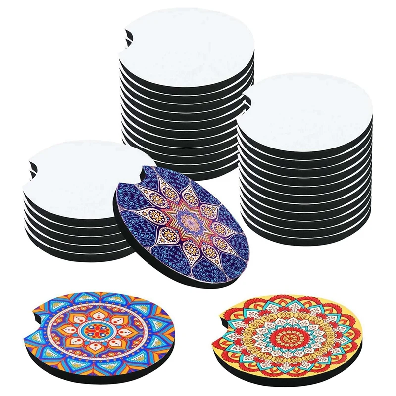 

Sublimation Blanks Products Sublimation Car Cup Coasters Blanks Mat For DIY Cup Coasters Painting Project Accessories