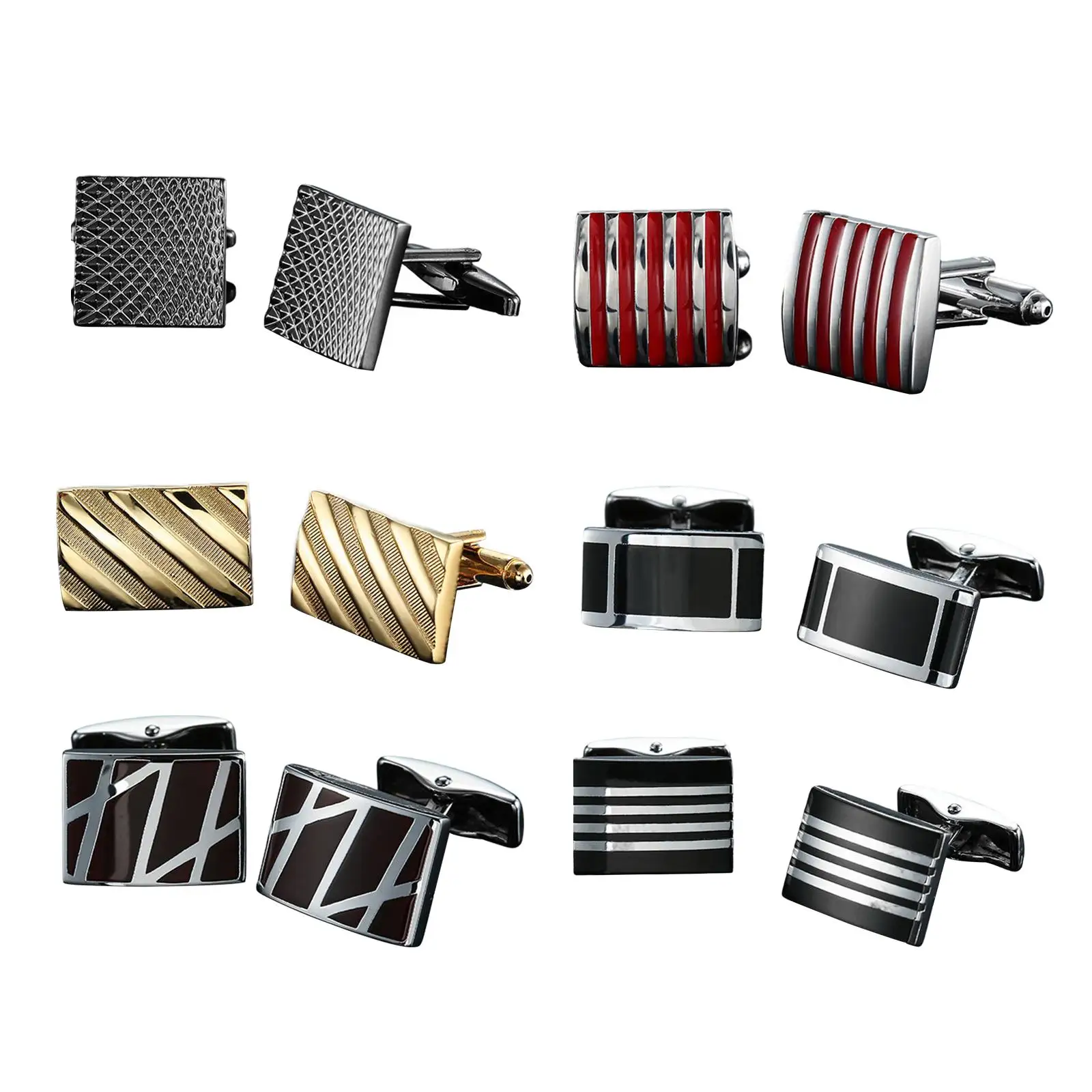 

2Pcs Square Cufflinks Quality Durable Stripe Pattern for Wedding Shirt