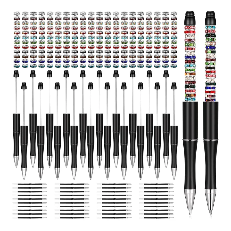 

300 Plastic Ballpoint Pens Assorted Pen Set Includes 20 Ballpoint Pens 40 Extra Refills 240 Beads