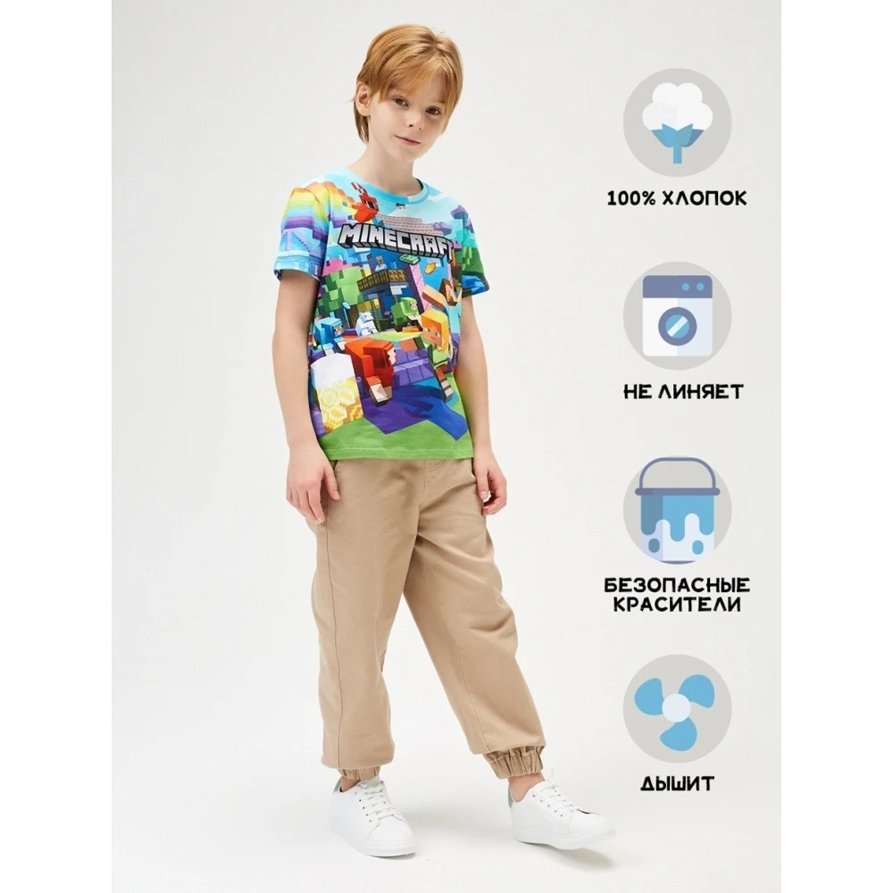Футболка для мальчика Minecraft KT026c зеленый хлопок 100% |