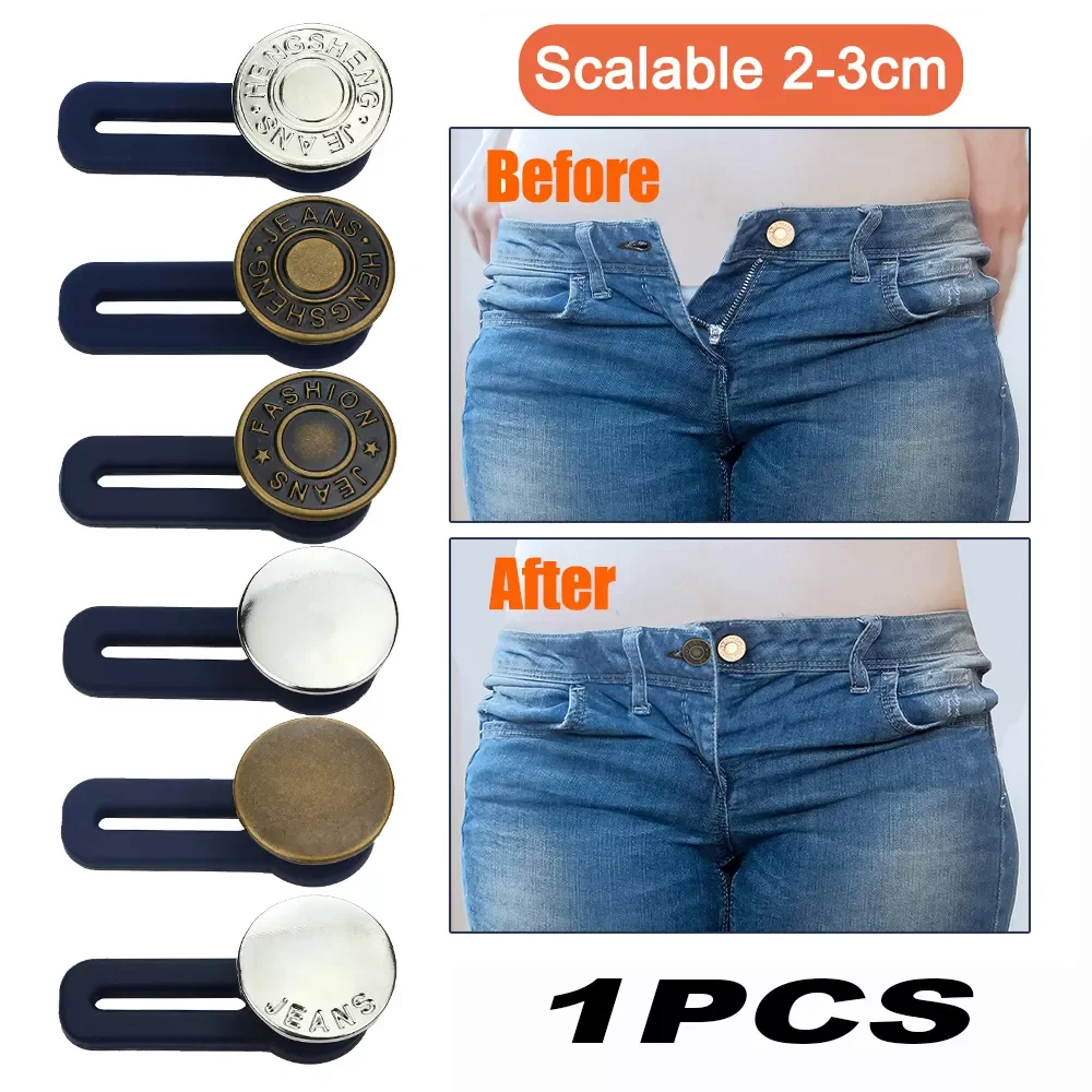 

1PCS Metal Magic Button Extender for Pants Jeans Free Sewing Adjustable Retractable Waist Extenders Button Waistband Expander