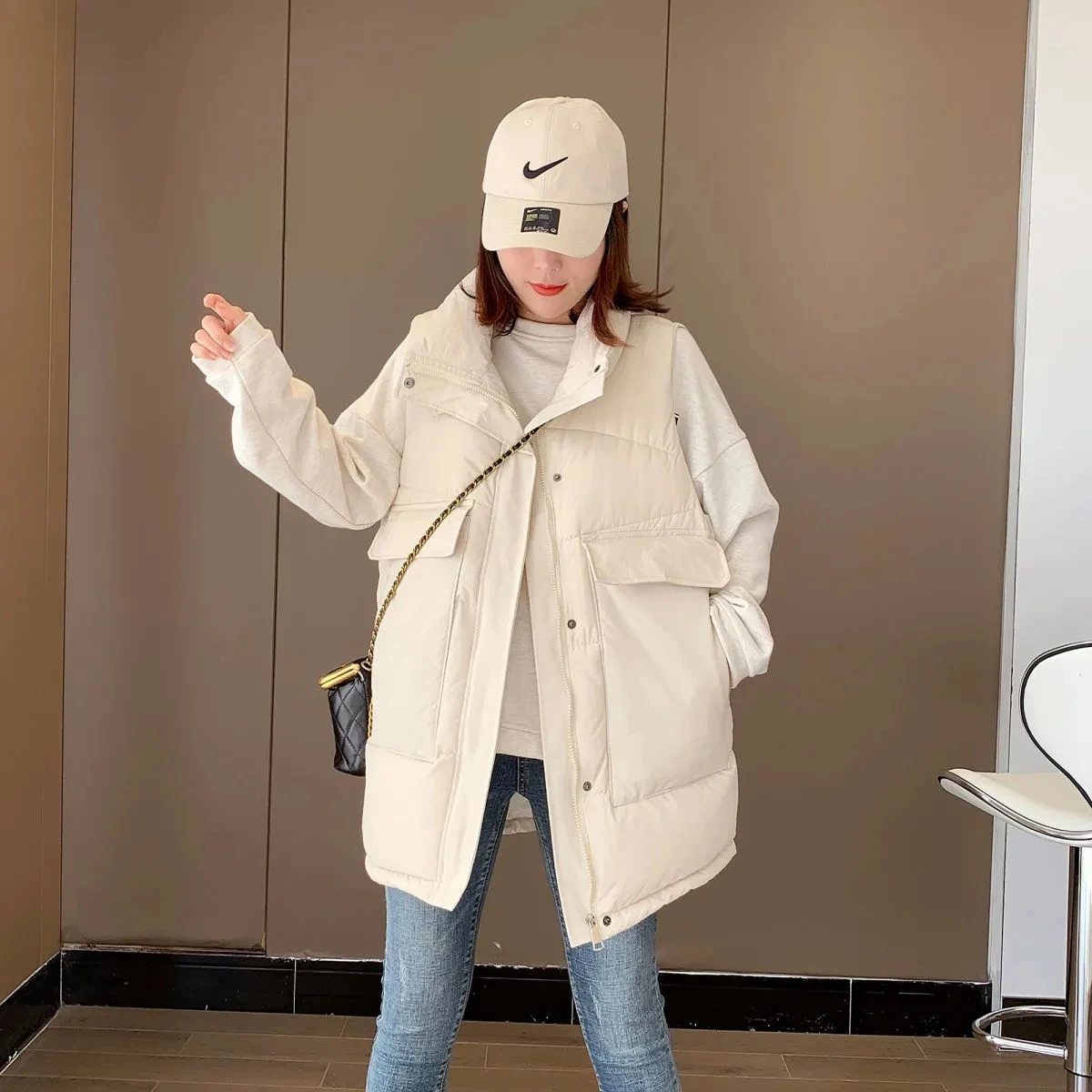 Новинка 2022 осенне-зимний женский пуховый хлопковый жилет женское пальто средней