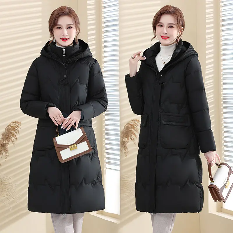 Новинка 2024 пальто Паркер Женская хлопковая куртка длинная свободная посадка