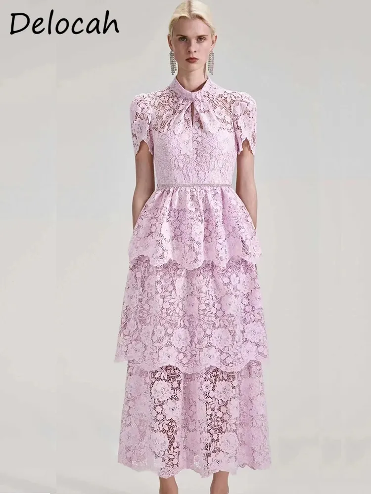 Женское платье-трапеция Delocah элегантное однотонное кружевное платье