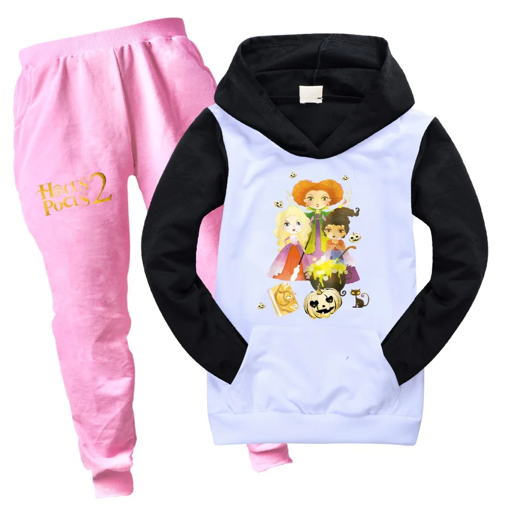 

DisneyHocus Pocus Spring and Autumn Sweatshirt+Pants Set Boys and Girls Long Sleeve Cotton Hoodie Children's Pullover Sport Set
