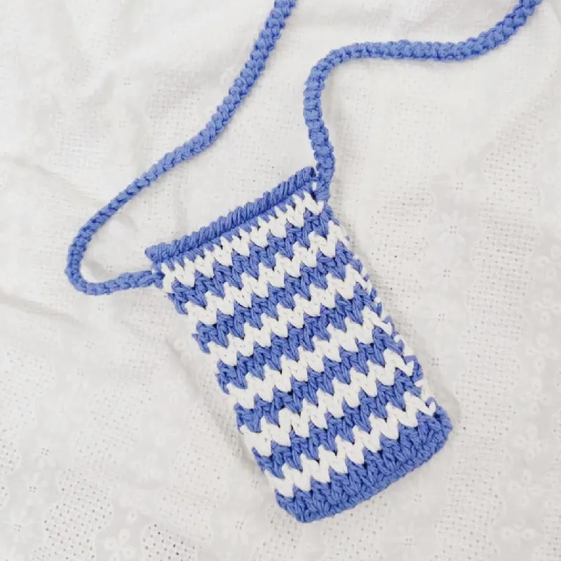 1 шт./ручная работа крючком двухцветная маленькая сумка для мобильного телефона с
