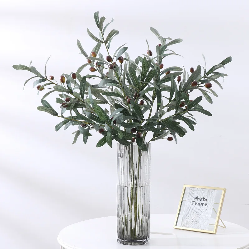 

Artificial Green Leaf Olive Berry For Wedding Home Photography Props Flowers Arrangement Decora Indoor Branch Fruit Fake Plants