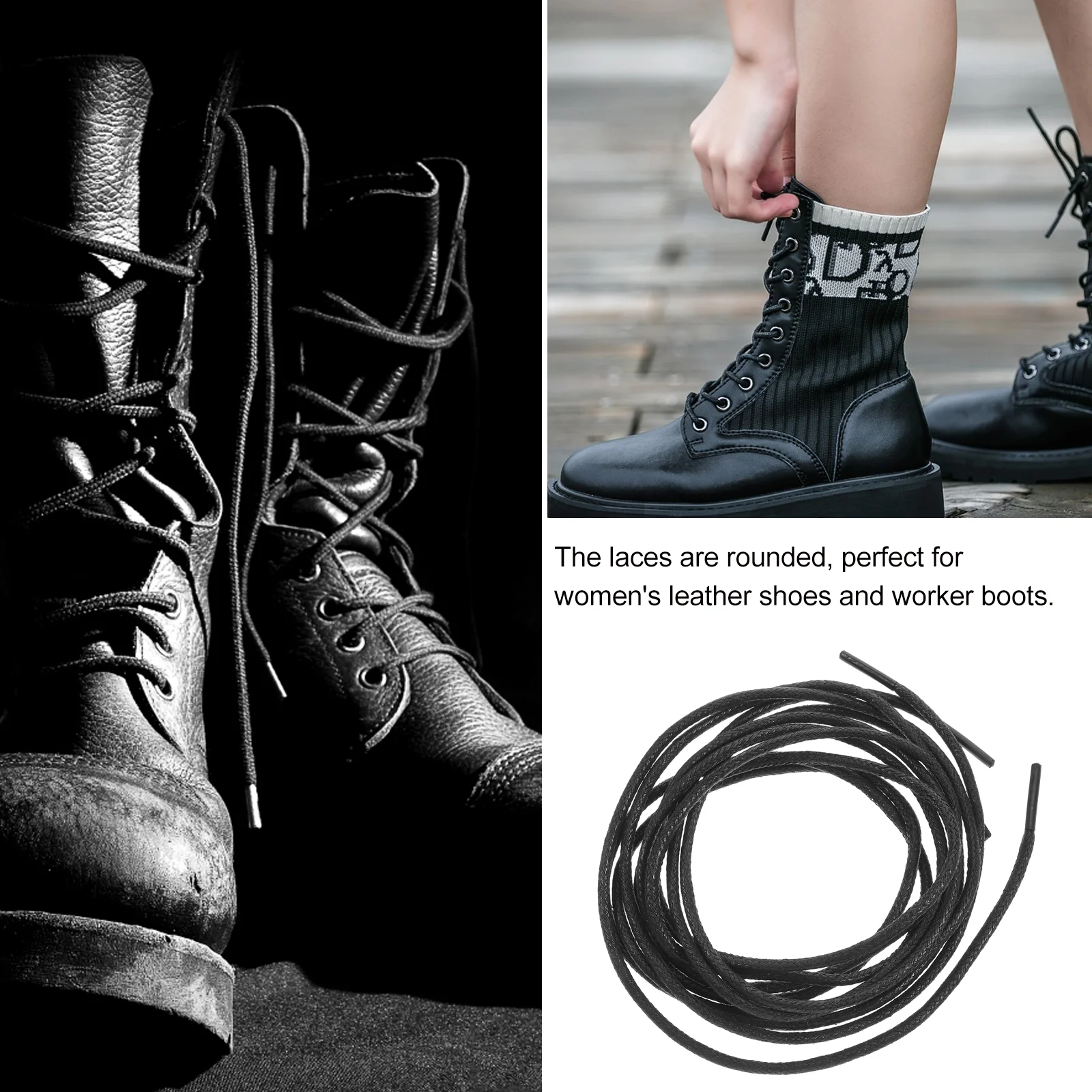 Business Shoe Laces Dress Black Womens Shoes Reinforced Boot Brown Waxed Cotton Shoelaces Boots Work Replacement