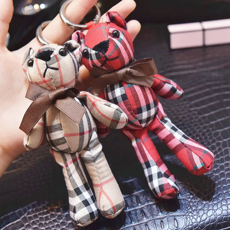 Милые стильные брелоки из ткани с маленьким медведем для женщин Шарм-подвеска