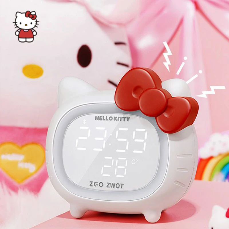 Sanrio Kawaii Bluetooth Speaker Hello Kittys Y2K Anime Student Alarm Clock Listen To Music Intelligence Sound Box Toy for Girls