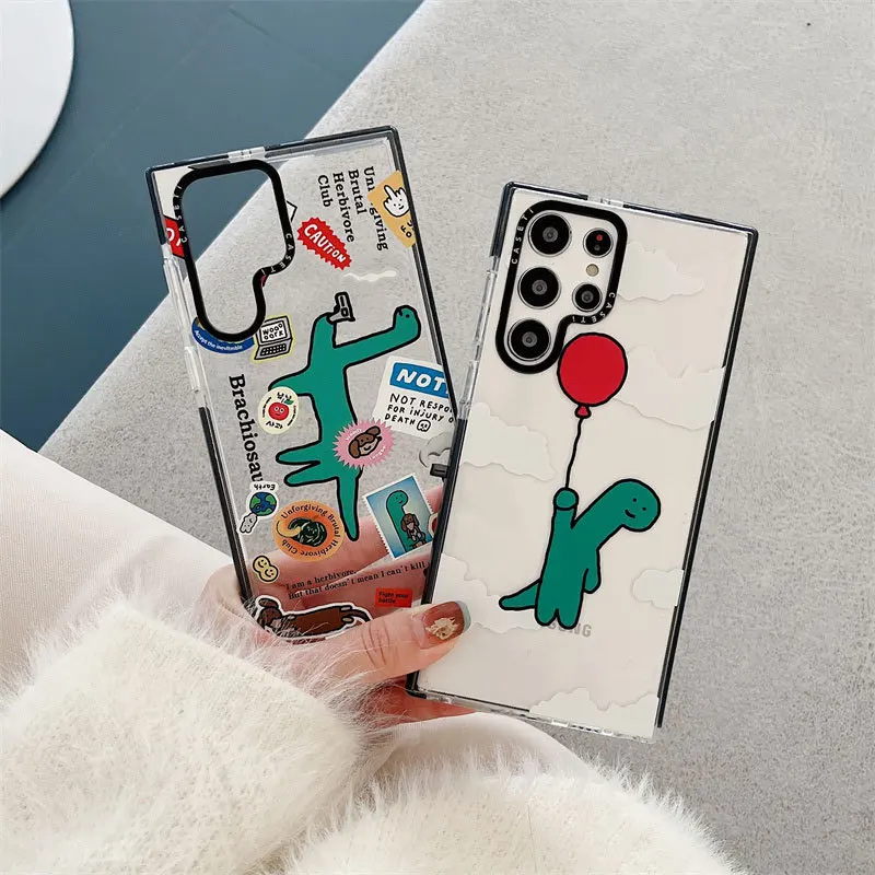 

CASETIFY Fashion Brand Funny Little Dinosaur Phone Cases For Samsung Galaxy S20 21 22 23 Ultra Transparent Shockproof Soft Cover