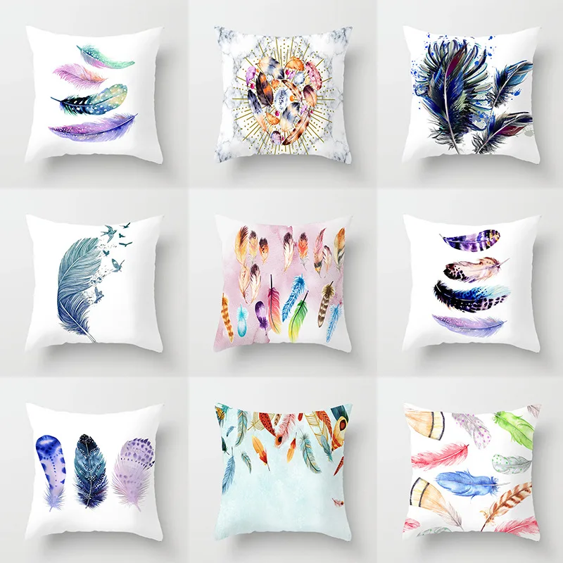 

45X45CM Modern Fashion Decoration Fresh Peach Skin Feather Pillow Sofa Pillowcase Plush Pillow Cover Cushion