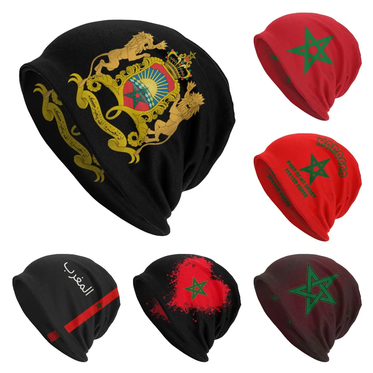 

Kingdom Of Morocco Beanie Cap Unisex Winter Warm Bonnet Homme Knit Hats Outdoor Moroccan Patriotic Beanies Caps For Men Women