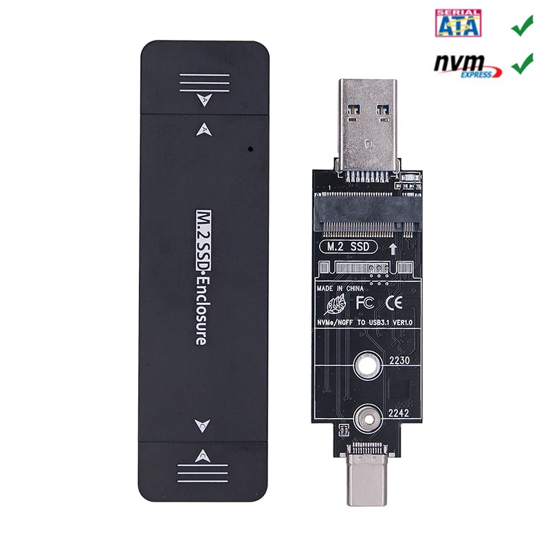 Двойной протокол USB3.1 Тип C M.2 SATA NVME корпус SSD адаптер USB чехол M2 внешний Box RTL9210B