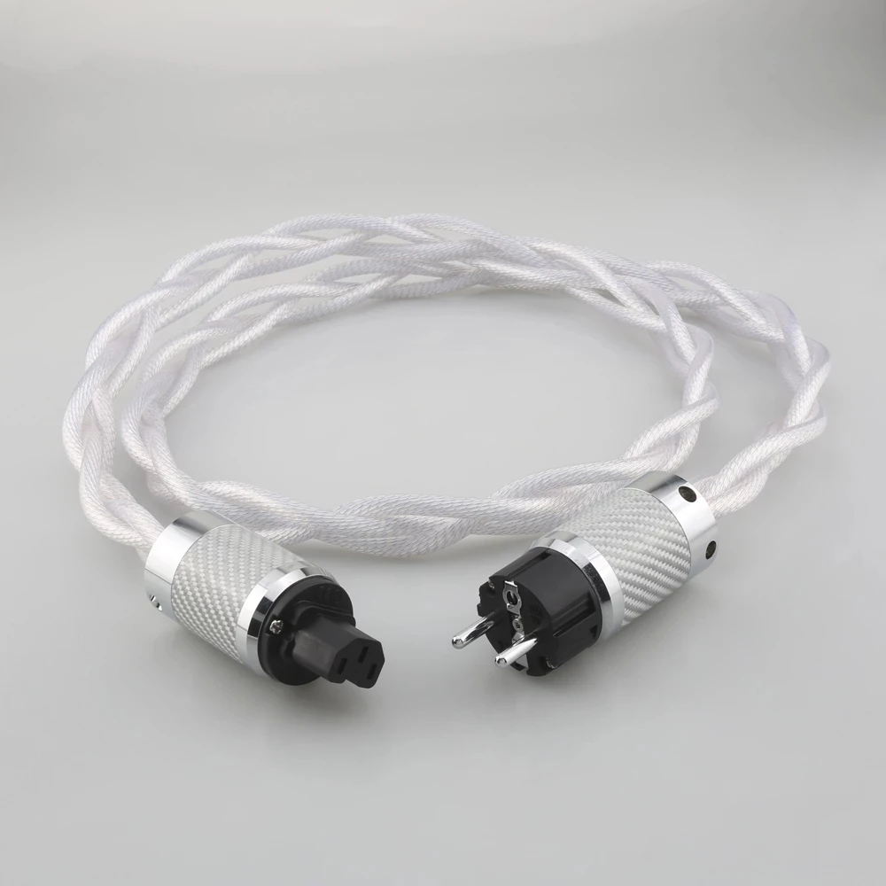 

A58 OCC Silver plated Audiophile US & EU&AU&UK AC Audiophile Power Cable For Amplifier DAC filter HIFI Silver Power cable