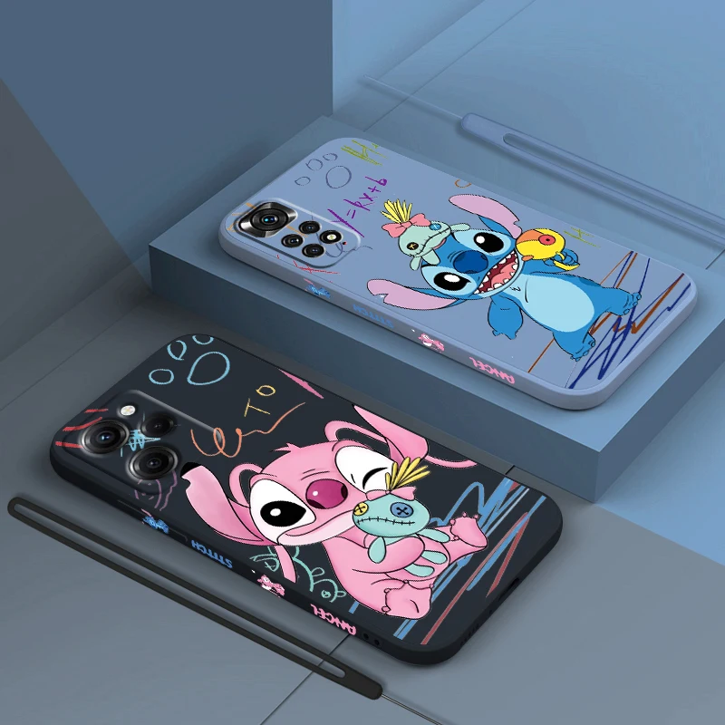 

Cartoon Stitch Lilo For Xiaomi Redmi Note 12 11 11T 10 10S 9 9S 9T 8 8T 7 Pro Plus Speed Liquid Left Rope Phone Case
