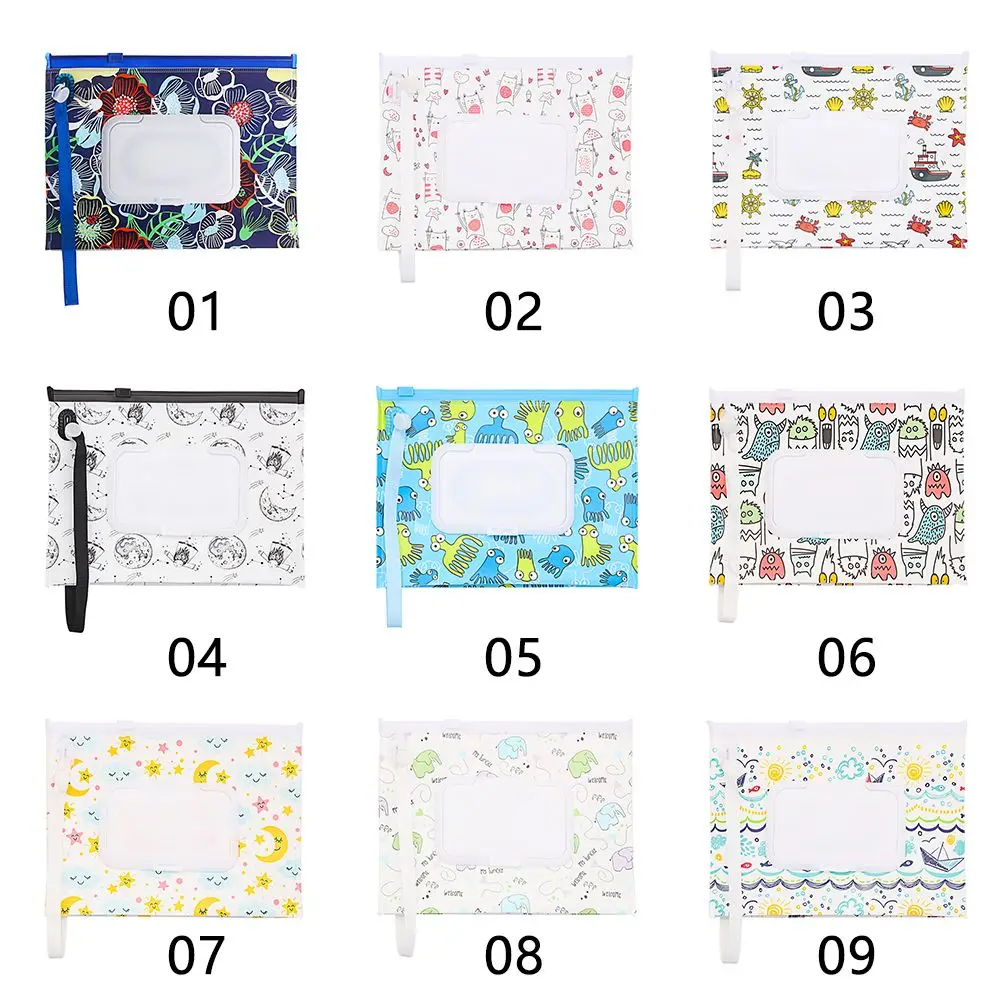 EVA Clamshell Baby Wet Wipe Pouch Wipes Holder Case Flip Cover Snap-Strap Reusable Refillable Bag Portable Tissue Box | Мать и ребенок