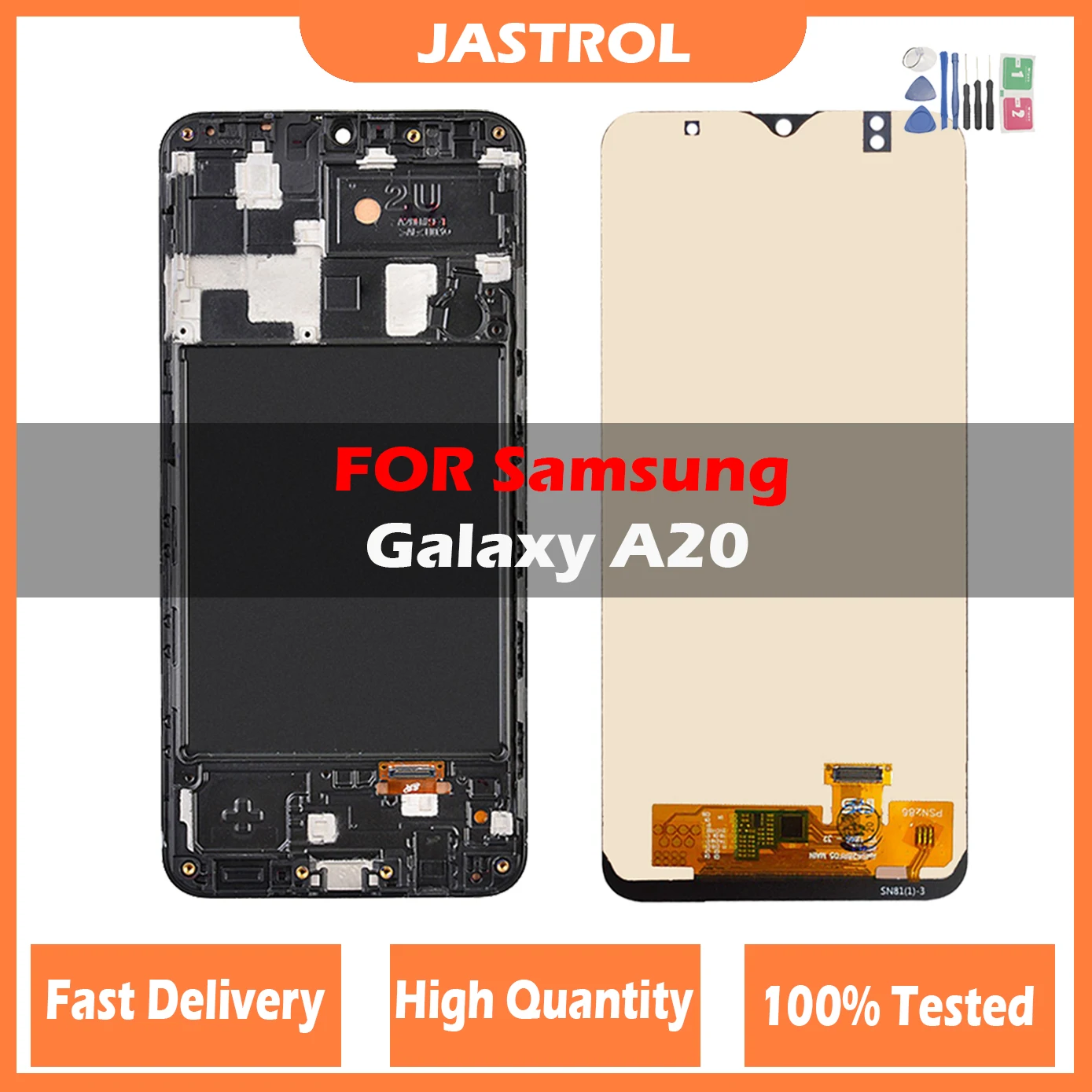 

100% Tested LCD Display Screen Replacement For Samsung Galaxy A20 A205 A205F LCD Display Digital Touch Screen with Frame