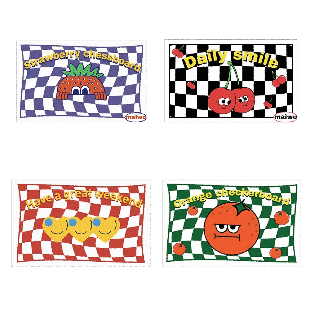 

(4 Style) American INS Checkerboard Household Style Polyester Floor Mat Thickened Door Mat Door Mat New Anti-dirty