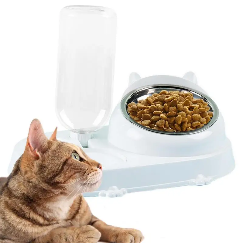 

Миска для кормления кошек, автоматическая многофункциональная Защитная кормушка для шейного отдела позвоночника, для питомцев, есть напит...