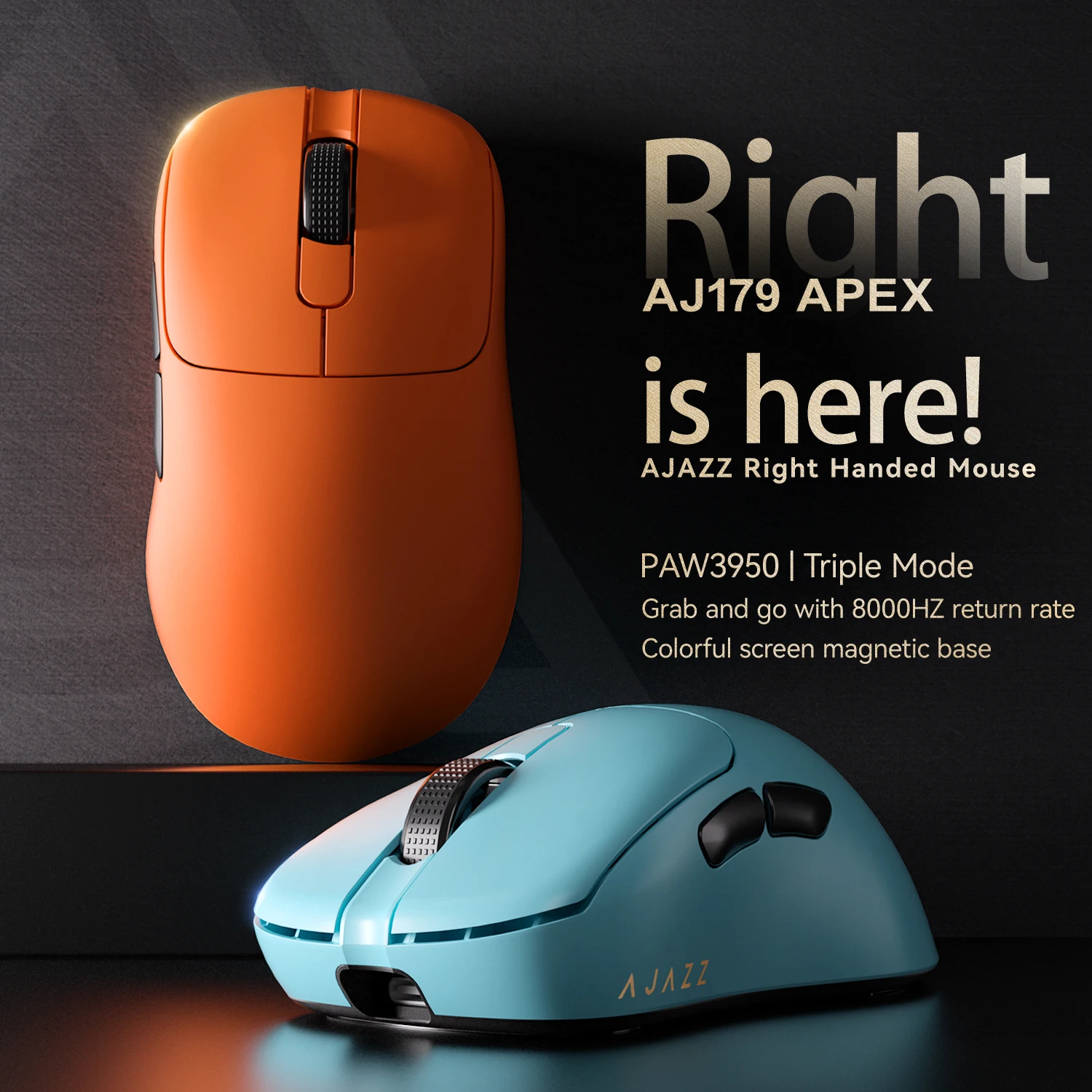 Фото Ajazz AJ179 APEX PAW3950 Эргономичная оптическая беспроводная игровая мышь USB 2,4G, легкая, с удобным дизайном, для правосторонних пользователей №1