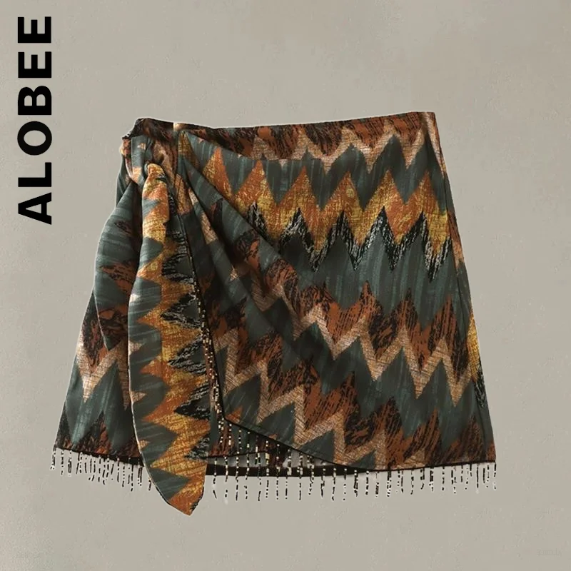 

Юбка Alobee Женская универсальная, стильная мини-юбка с завышенной талией и принтом, Клубная одежда, на лето