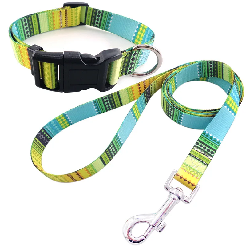 

Nylon Print Dog Collar for Small Dogs Cats Pet Collar Leash Set Adjustable Breathable Pet Chain and Leash Set Pet Accessories