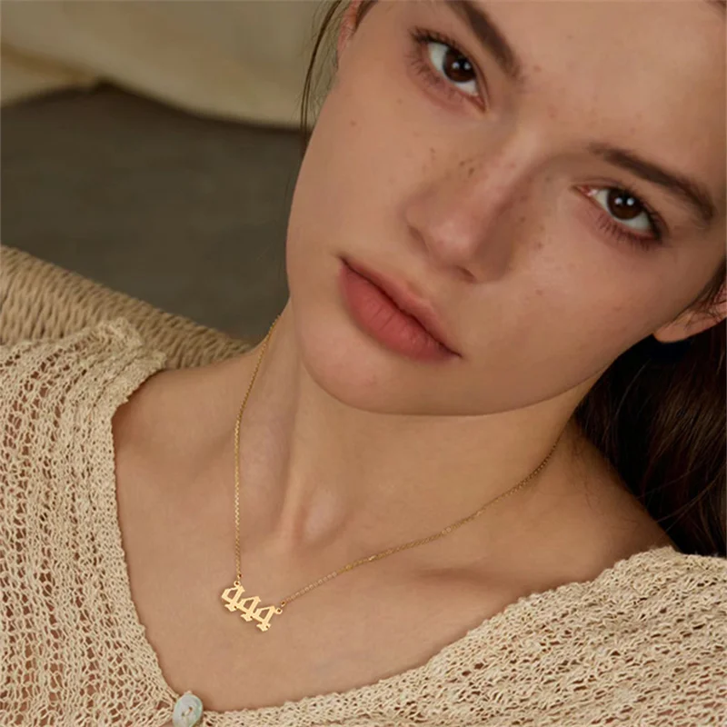 Колье с подвеской в виде цифры ангела на удачу № 111-999 из нержавеющей стали