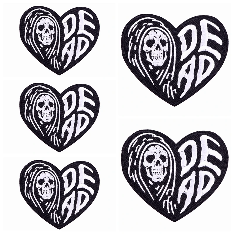 

10Pcs/Lot Punk Skull Patches For Clothing DIY Stickers Iron On Patches On Clothes Stripes Badges On Backpack Applique Accessory