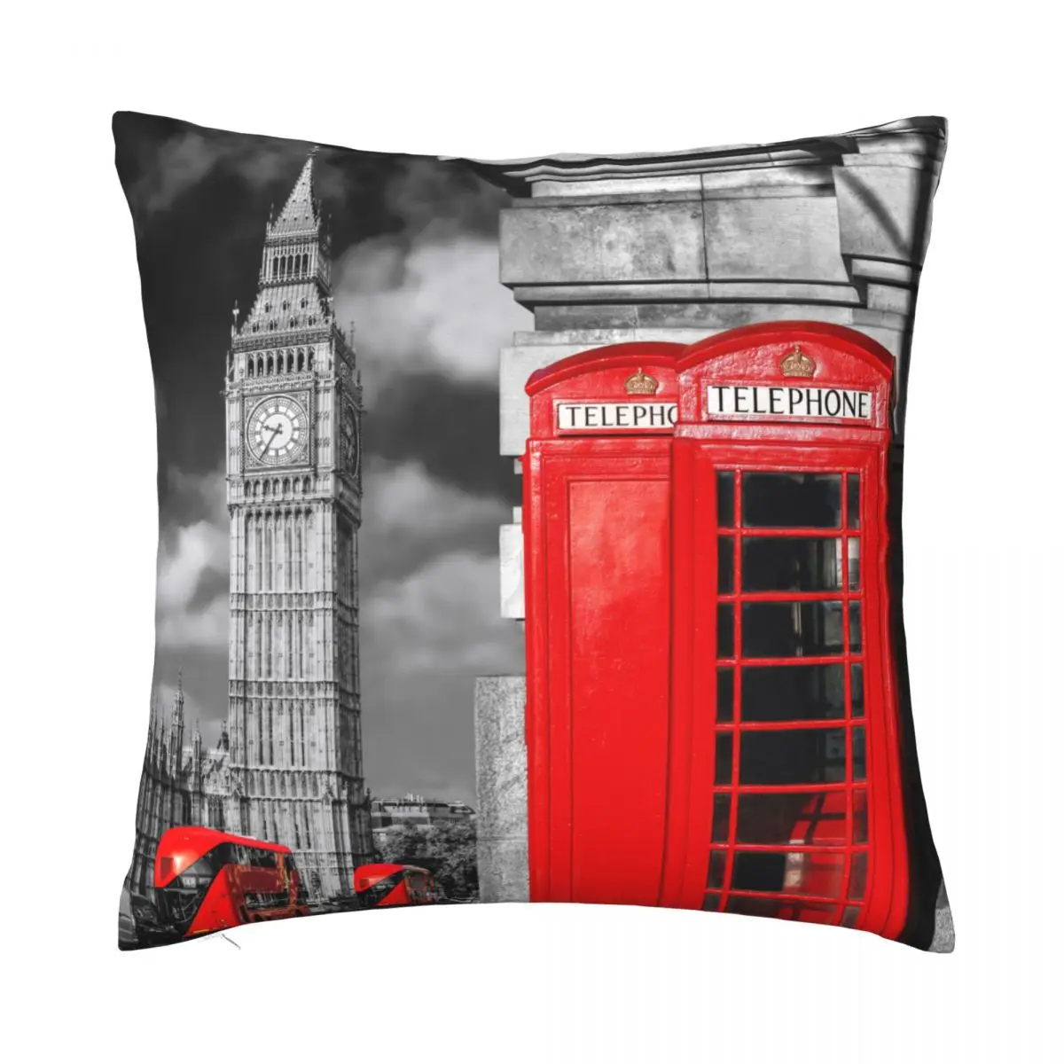 

Vintage London Call Box Pillowcase Printed Polyester Cushion Cover Decoration Throw Pillow Case Cover Home Zippered 45X45cm