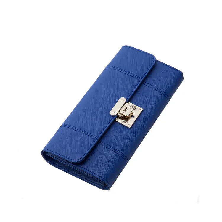 genuine leather women long purse lock wallet card holder high quality
