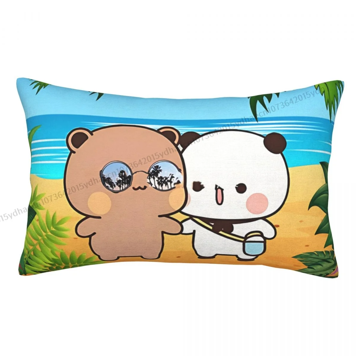 

Chilling In The Beach Cojines Pillowcase Panda And Brownie Mochi Bear Cushion Home Chair Print Decorative Coussin Pillow Covers