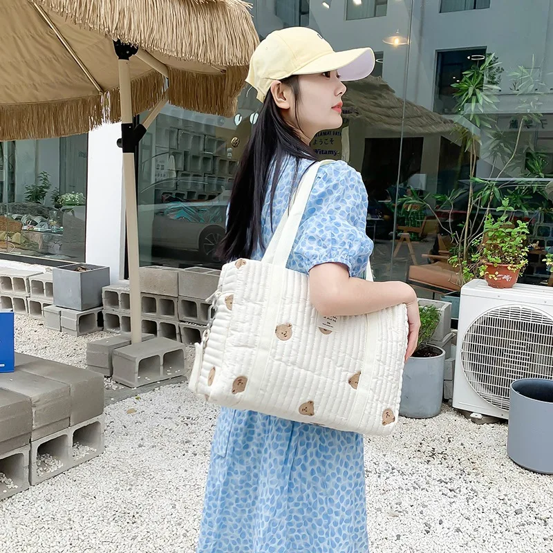 

Embroidered Cotton Mummy Bag Handbag Baby Stroller Hanging Bag Diaper Bag Baby Bottle Finishing Bag Mother Baby Bag