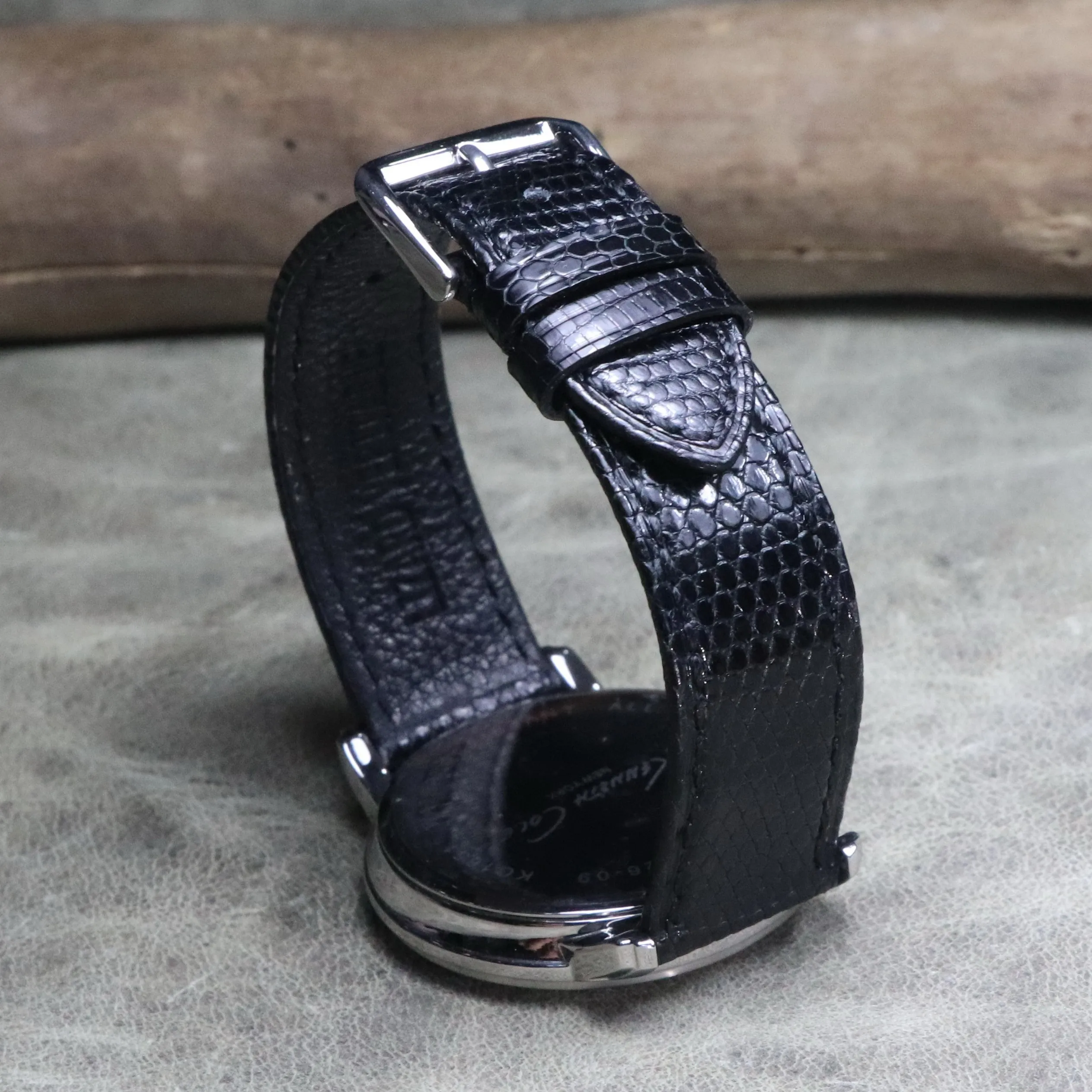 Unique 18 19 20 21 22mm Soft High quality black lizard skin leather strap genuine leather watch chain thin watchband accessories