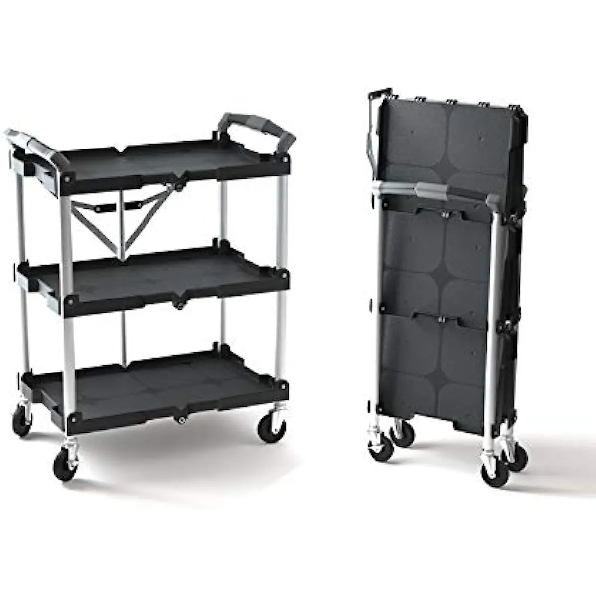 

Tools 85-188 Pack-N-Roll Folding Collapsible Service Cart Black 50 Lb. Load Capacity per Shelf