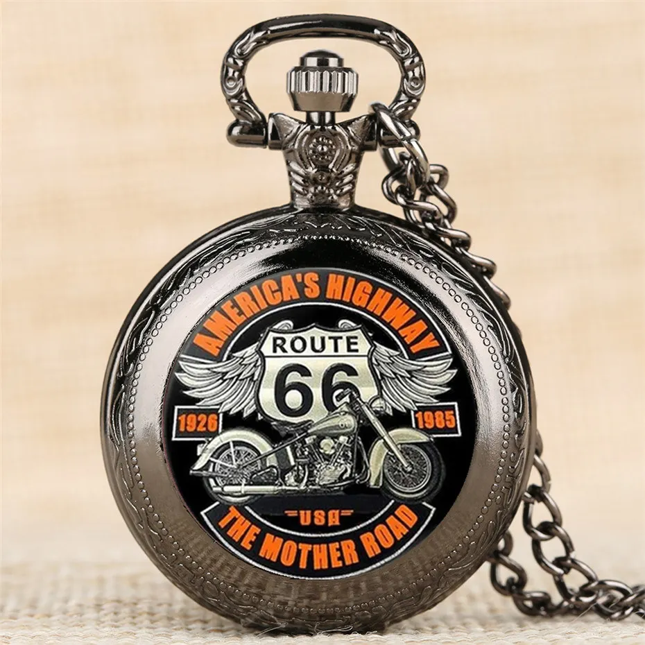 Карманные часы Mother Road Route 66 крутые черные для мотоцикла элегантный изысканный