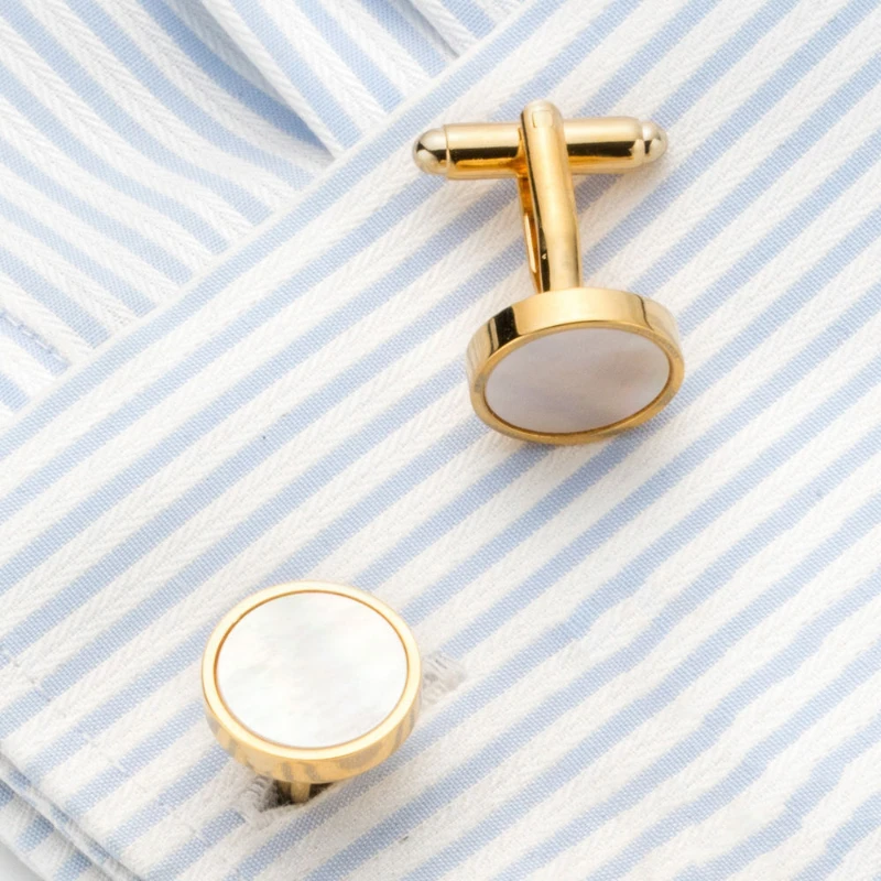 

Men's Shirt Cufflinks Shell Copper Cuff Nail Gold Color Cufflinks for Mens Groom Wedding Buttons