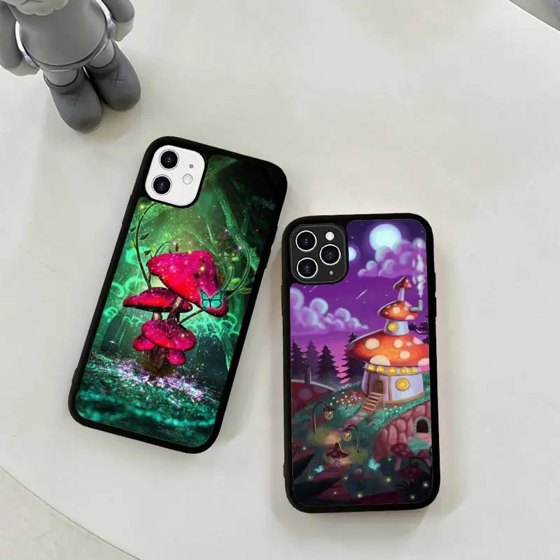

Cartoon Mushroom Phone Case Silicone PC+TPU Case for iPhone 11 12 13 Pro Max 8 7 6 Plus X SE XR Hard Fundas