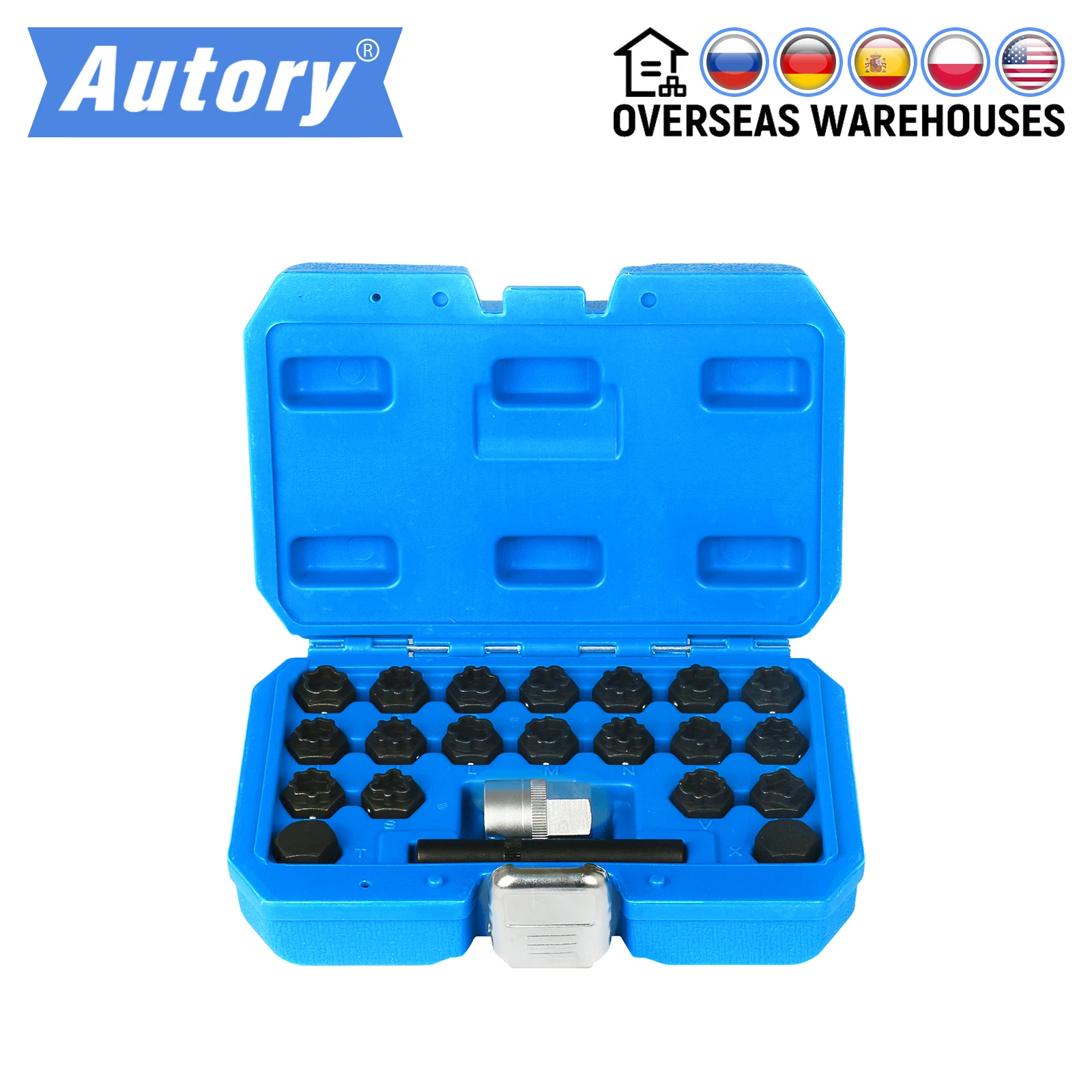 

AUTORY 22pcs Car locking Wheel Nut Removal Tool Key Socket Anti-Theft Screw Sleeve Wheel Lock Screws For Audi keys Type A -X