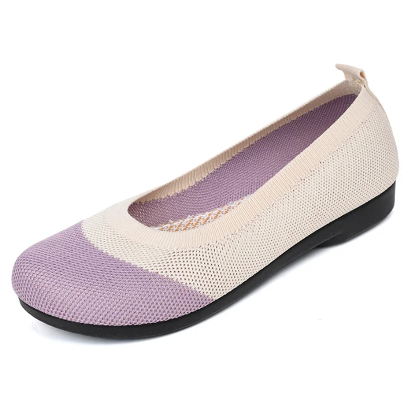 

New Women Knitted Ballet Flats Mesh Breathable Round Toe Ballerina Ladies Slip on Loafers Office Casual Flat Shallow Moccasins