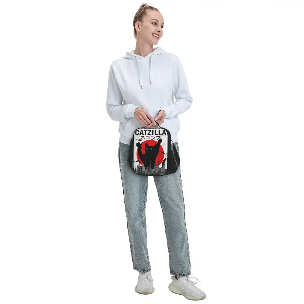 Изолированная сумка для обеда Catzilla японский стиль заката подарок любителей