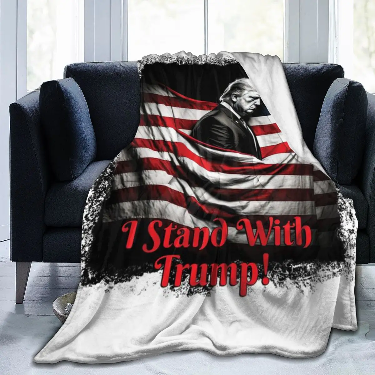 Я стою с Трампом. Ультрамягкое одеяло из микрофлиса.