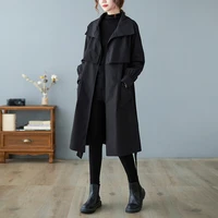 2021 new autumn british style coat waist is thinner mid length long sleeve stand up collar temperament windbreaker jacket women