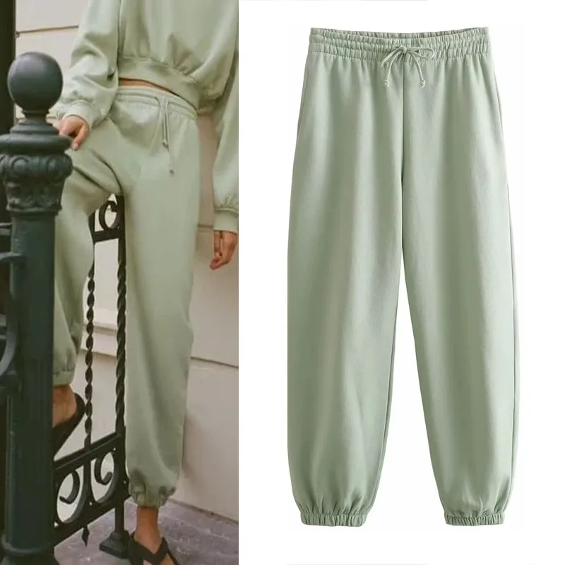 

Брюки спортивные женские с завышенной талией, на шнуровке