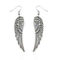 vintage silver color angel wings earrings for women retro feather dangle earrings fashion ear jewelry drop shipping brincos