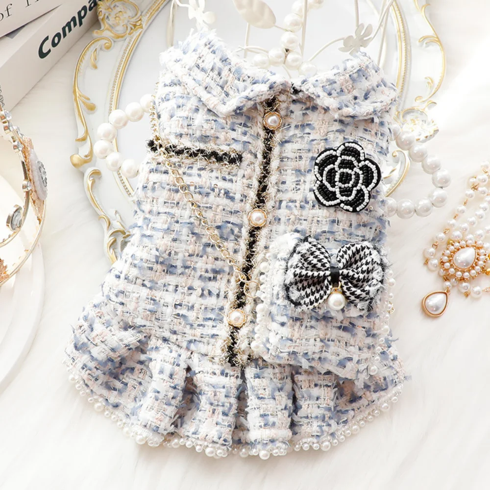 

Pet Clothes Dog Clothes Princess Dress Cat Sweet Warm Skirt Small Dog Bowknot Sweater Puppy Fashion Coat Chihuahua Yorkshire