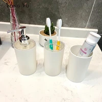 3pcs plastic bathroom accessorie soap dispenser toothbrush holder rinse mug set for washroom home decoration