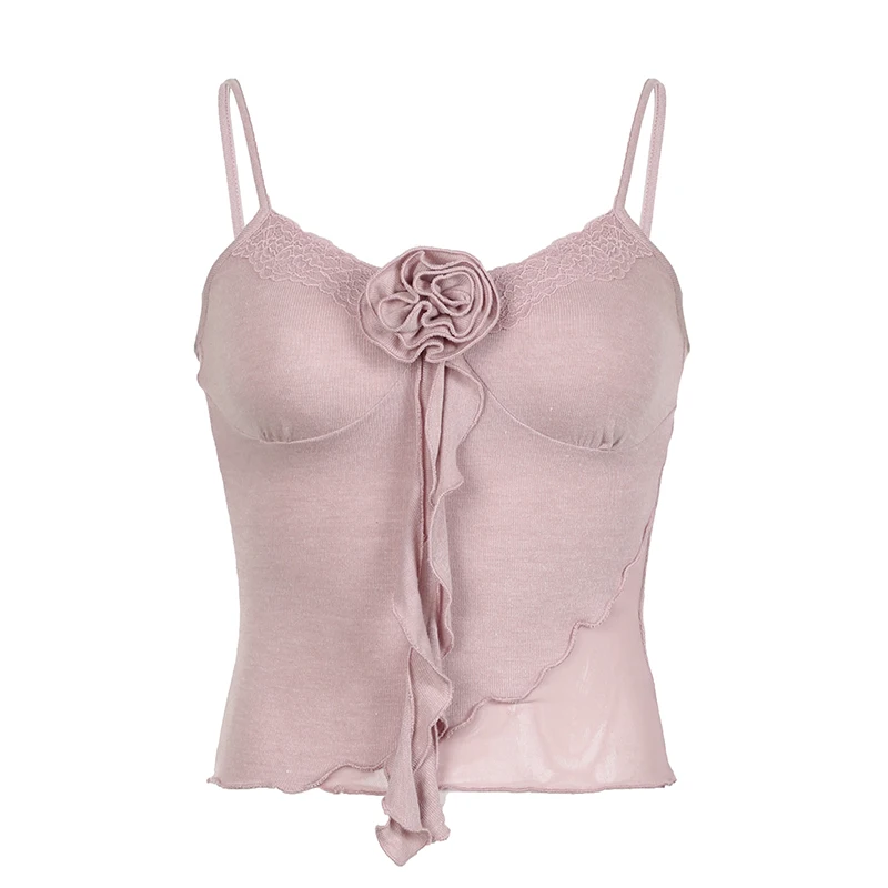 Женский топ без рукавов IAMHOTTY с цветочным кружевом и V-образным вырезом