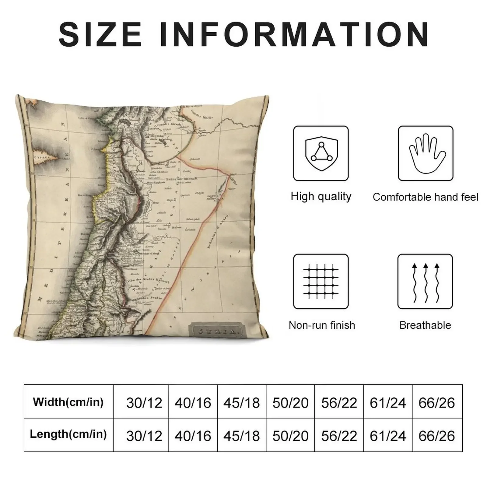 Карта Сирии 1817 декоративная подушка