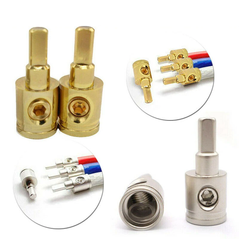 

2Pcs Power Cord Reducers Car Audio Connector AWG 1/0 Gauge To 4 Pin Power Wire Reducer Car Audio Amp Wire Terminal Block